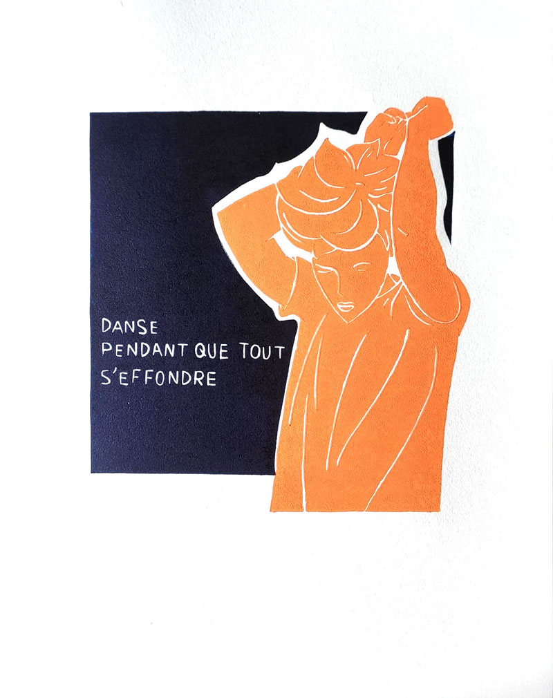 Linogravure personnages danse noemiemahieux