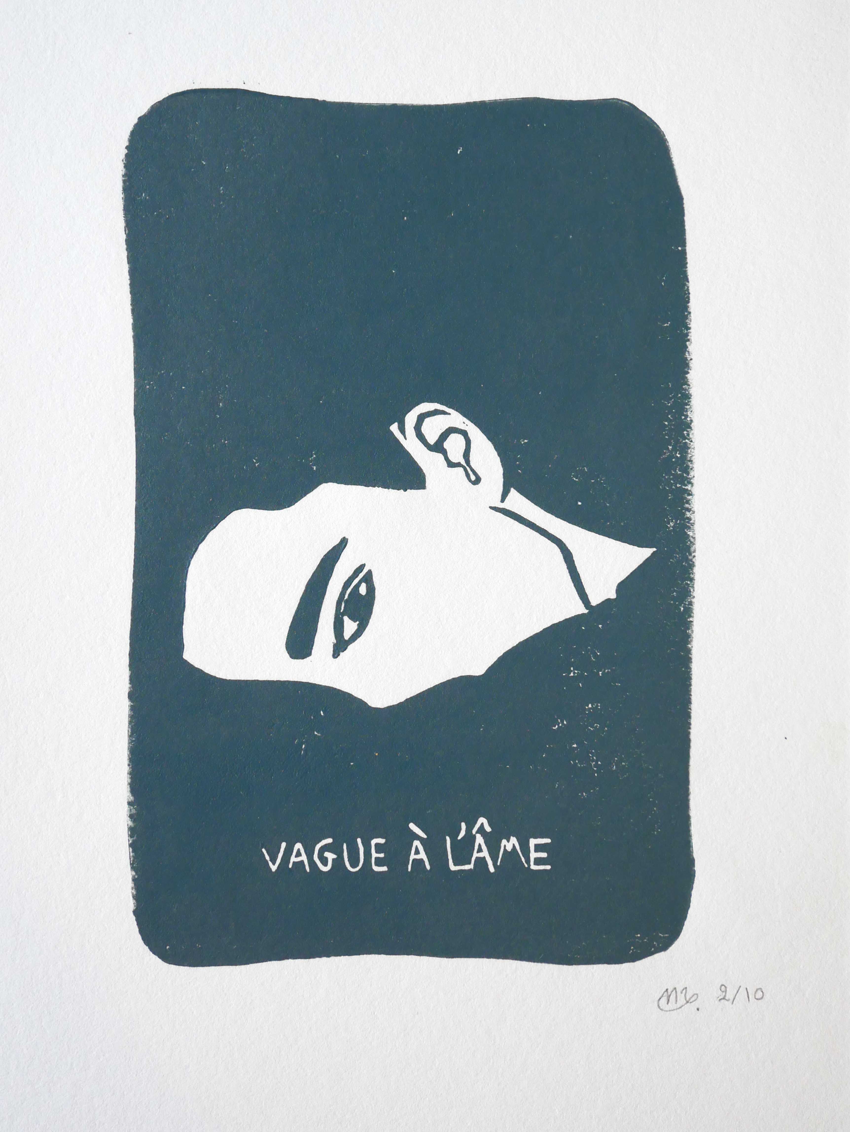 Linogravure vague a l'ame noemiemahieux