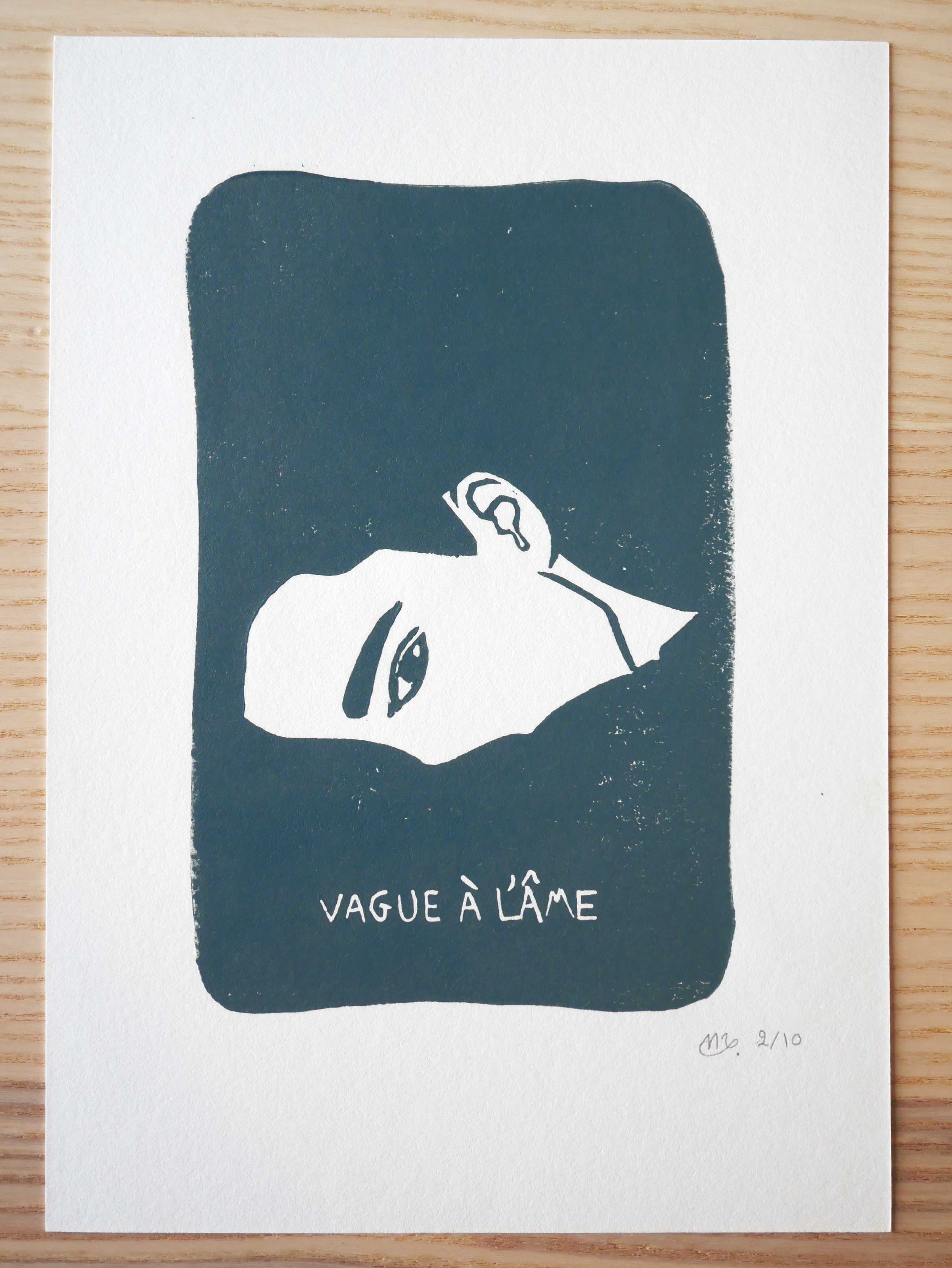 Linogravure vague à l'âme