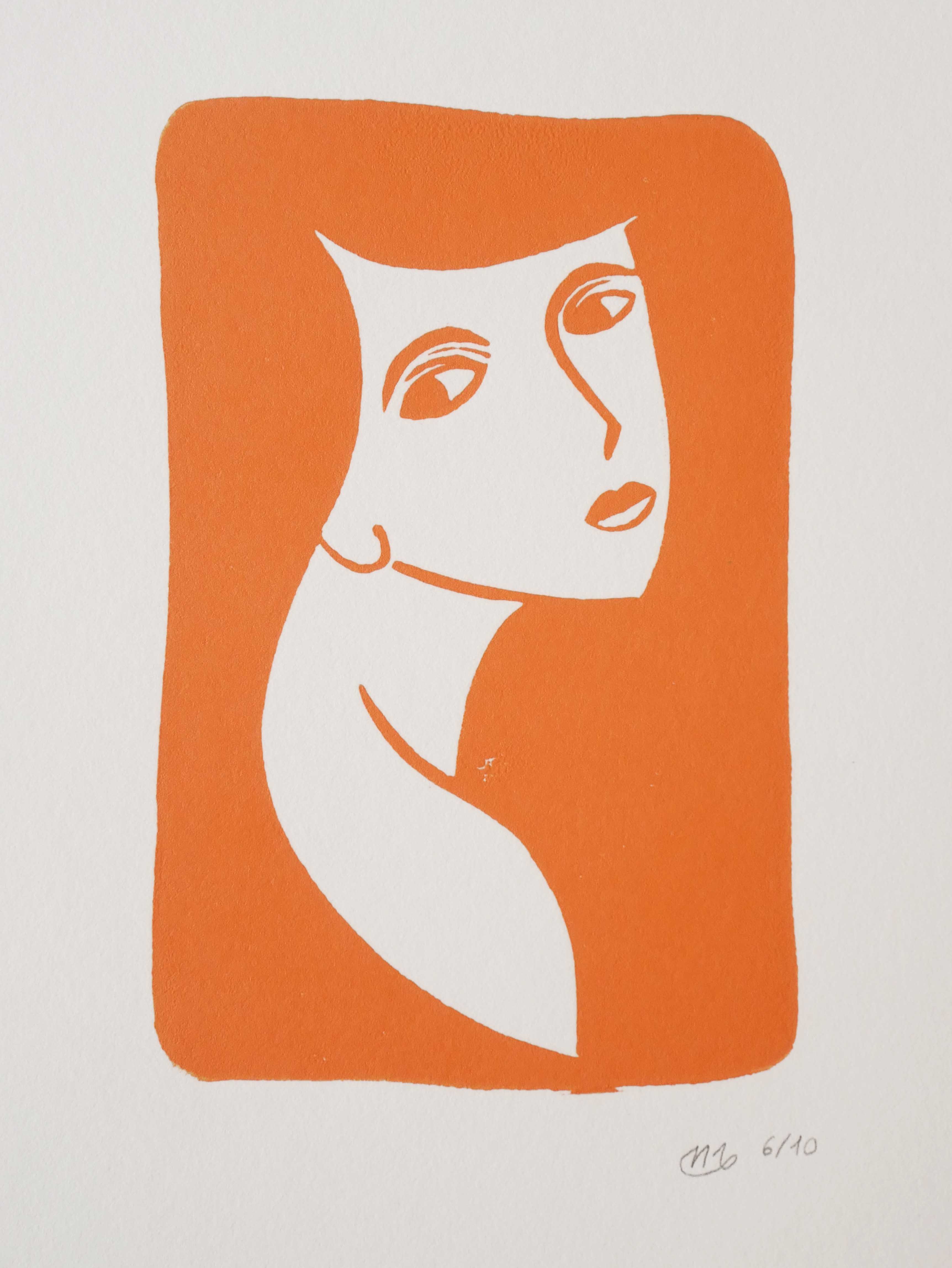 Linogravure femme portrait noemiemahieux