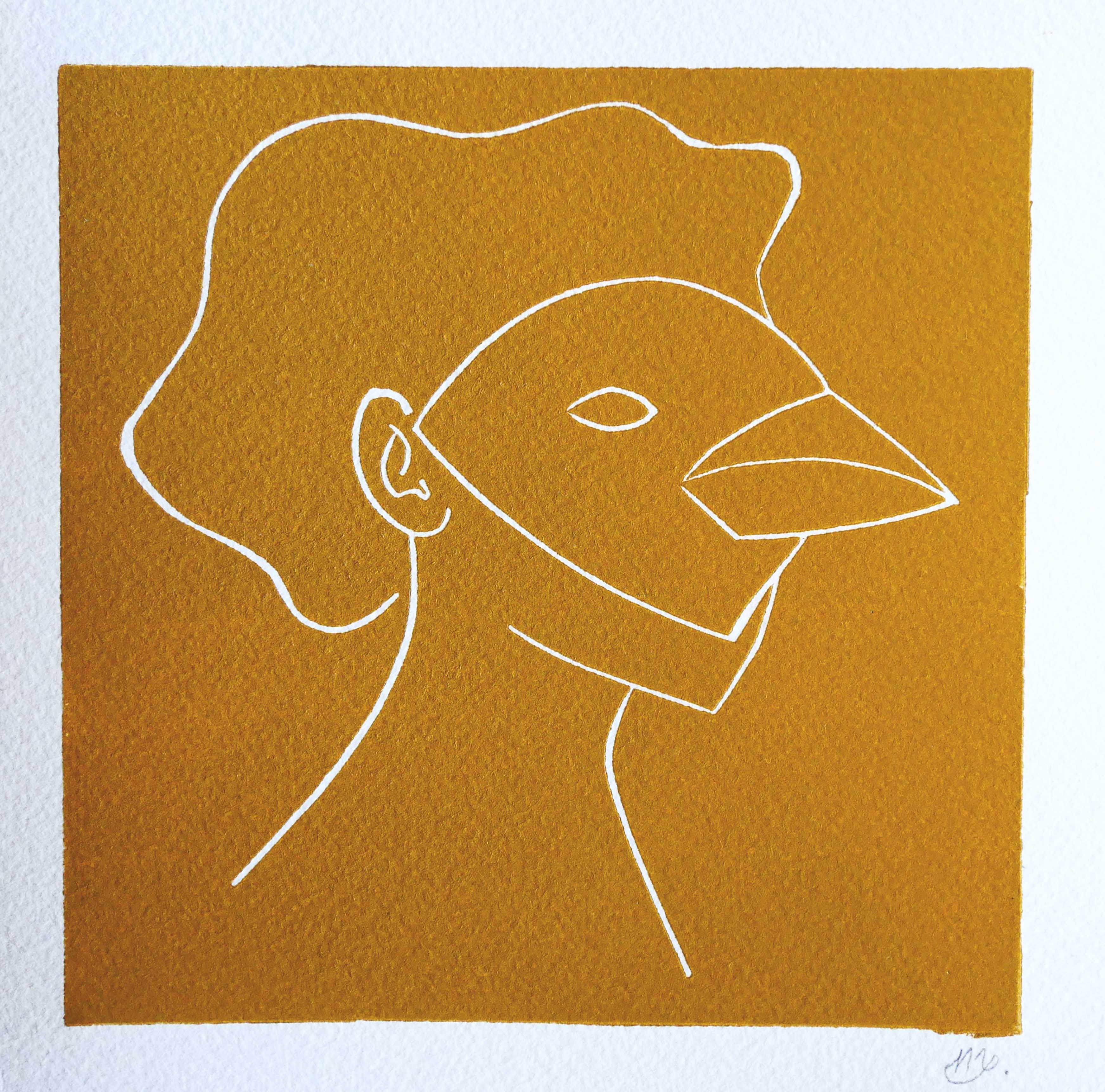 Linogravure masque 