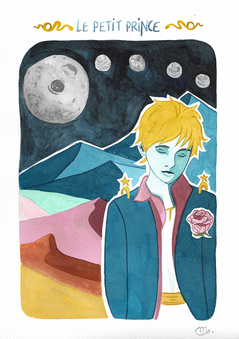 Illustration aquarelle le Petit Prince noemiemahieux